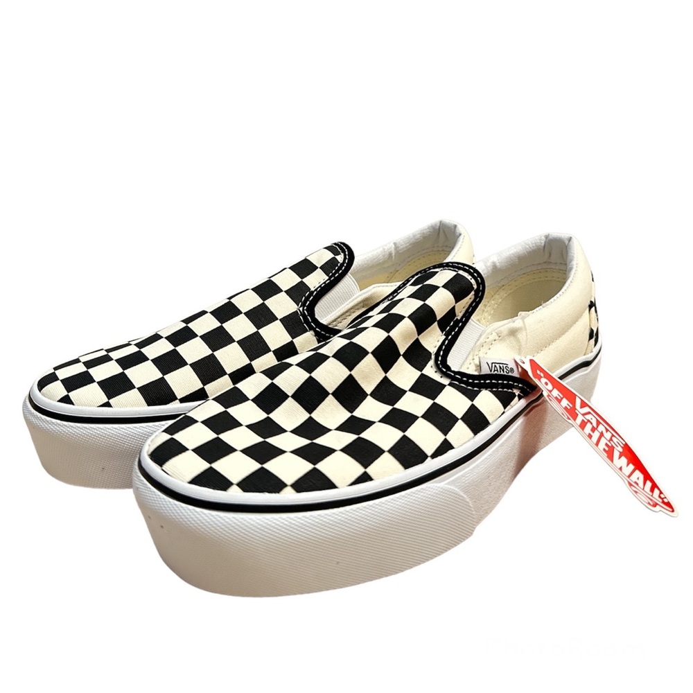 Vans Classic Slip On Platform Checkerboard Shoes